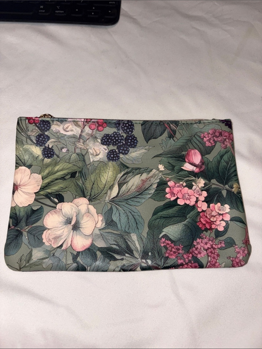 ipsy Floral Zip Cosmetic Pouch - Green, Pink, Cream
